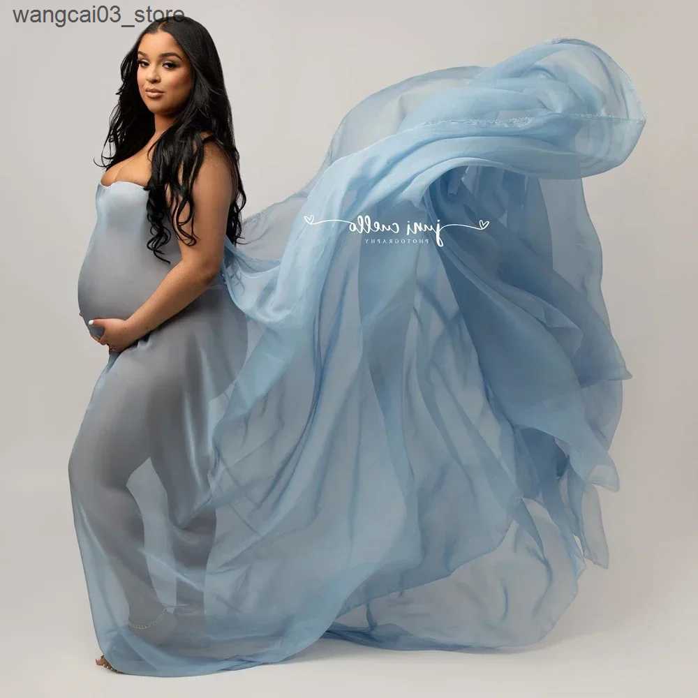 Maternity Dresses Soft Chiffon Fabric Maternity Photography Props Dress Studio Shooting Accessories Transparent Tulle Simple Modeling Fabric L240910 L