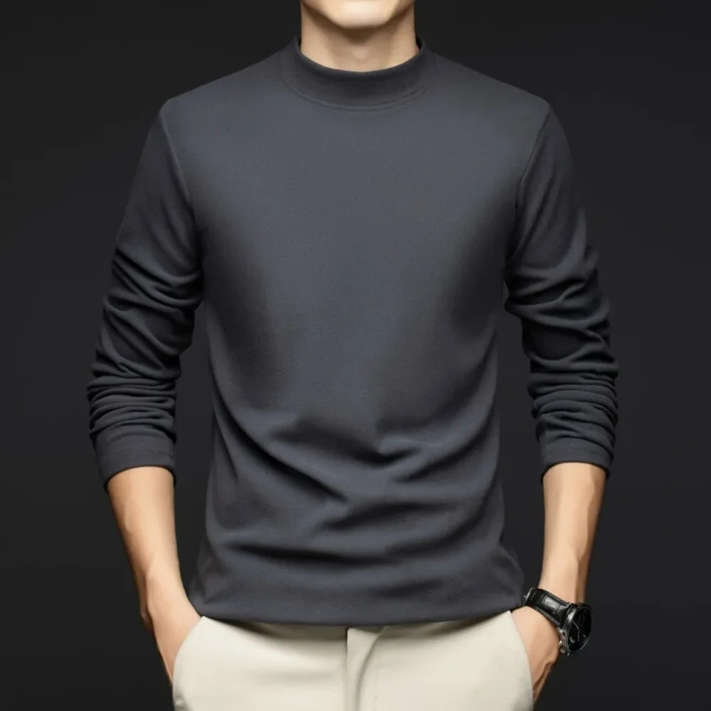Trend Double Sided Velvet Heating Velvet Base Shirt Mens Autumn and Winter Warm Hoodie Sweatershirt 241007