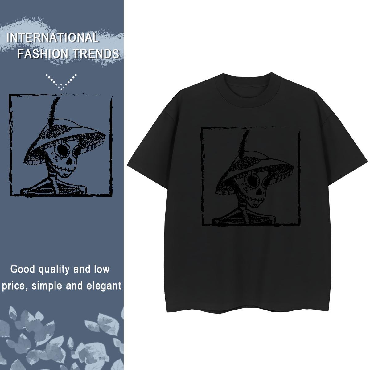 Fashion Casual Women T Shirts 230g Pure Cotton Short sleeve Soft Home Outdoor skull Women Tees Loose fit Custom Printed Clothes