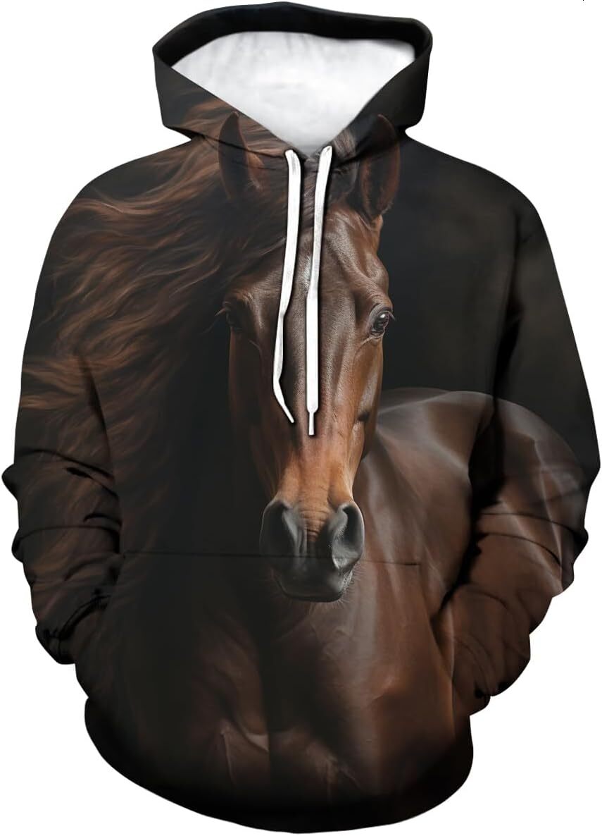 Hoodie for Mens Womens Men And Women Horse Graphic Hoodie 3D Printed Hoodies Casual Sweatshirt With Pocket Graphic Hoodies sweatshirt keep warm