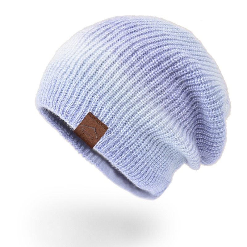 Autumn and Winter New Knitted Hat Cross-border European and American Trend Gradient Tie Dye Warm Hat Rainbow Fashion Woolen Hat for Women