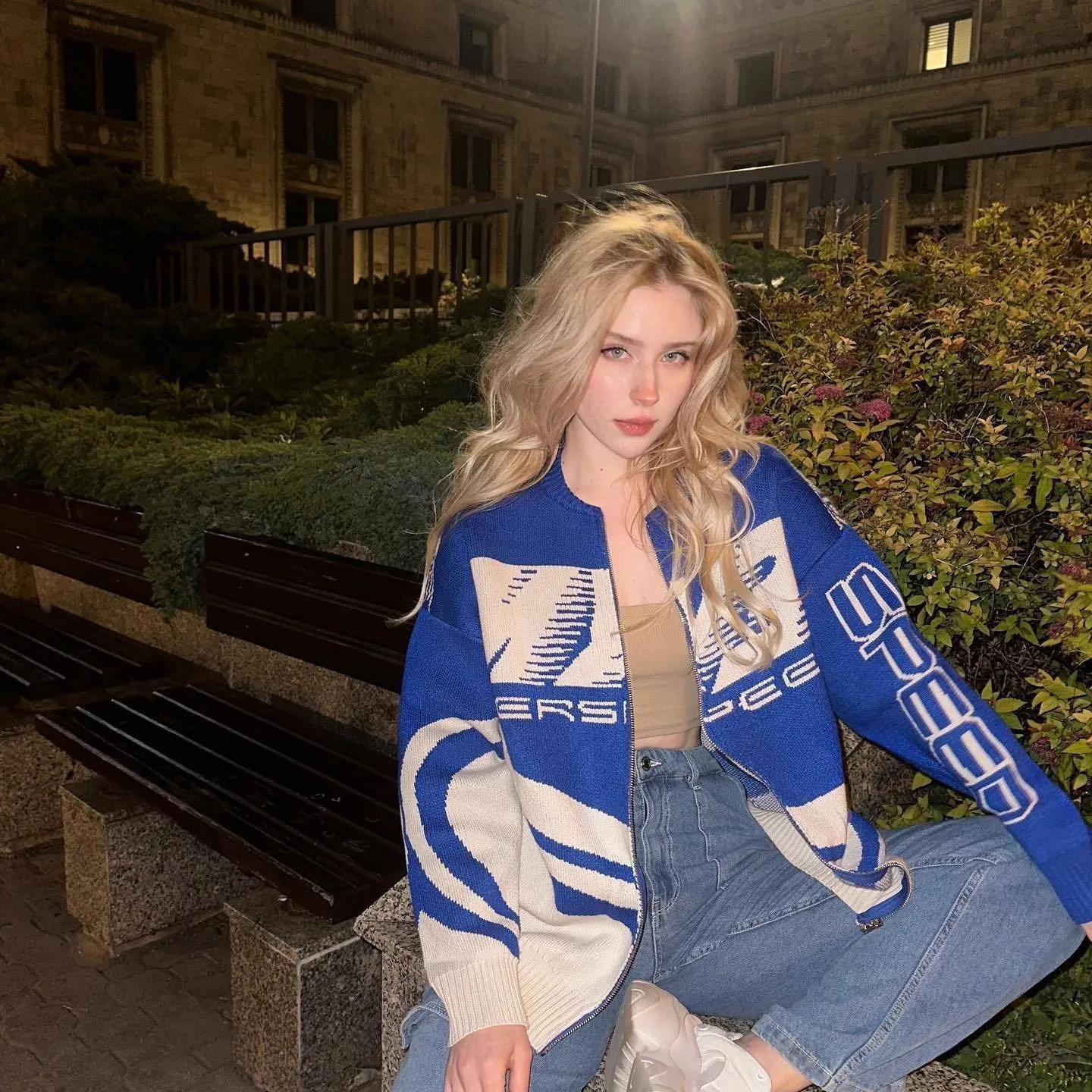 Women Oversized Sweater Racing Cardigan Girl Y2K Retro Hip Hop Knitted Vintage Pullover Casual Hipster Top 2023 241007
