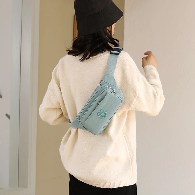 Solid nylon waist bag womens belt bag colorful homeless bag travel wallet mobile phone bag fashionable travel shoulder bag Monederos 241008