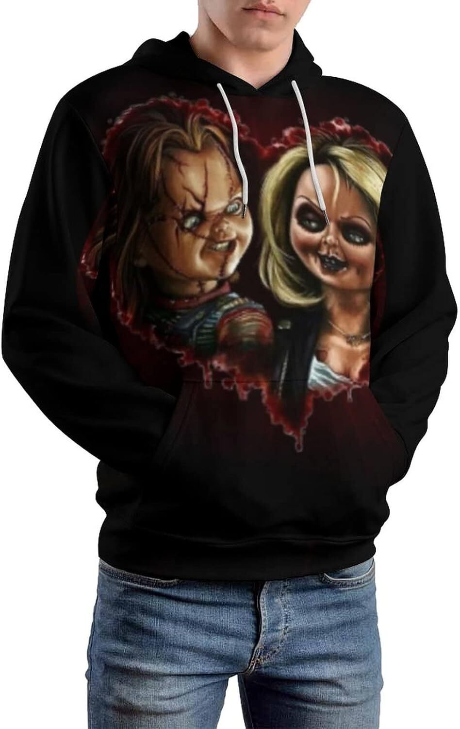 Hoodie for Mens Womens Mens Long Sleeve Chucky 3D Horror Print Hoodie Spring And Autumn Blouse Graphic Hoodies sweatshirt Pullover Long Sleeve keep wa