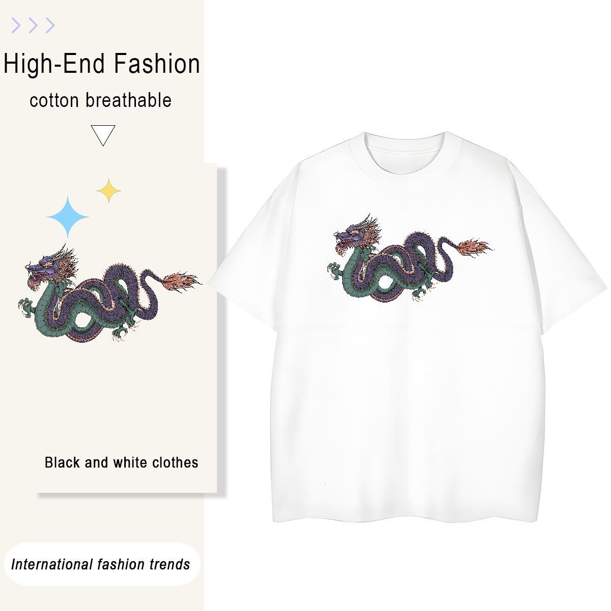 Casual New T-Shirts 100% Cotton 230g Comfortable Casual Daily Wear dragon Women Tees Loose fit Custom Printing Polos