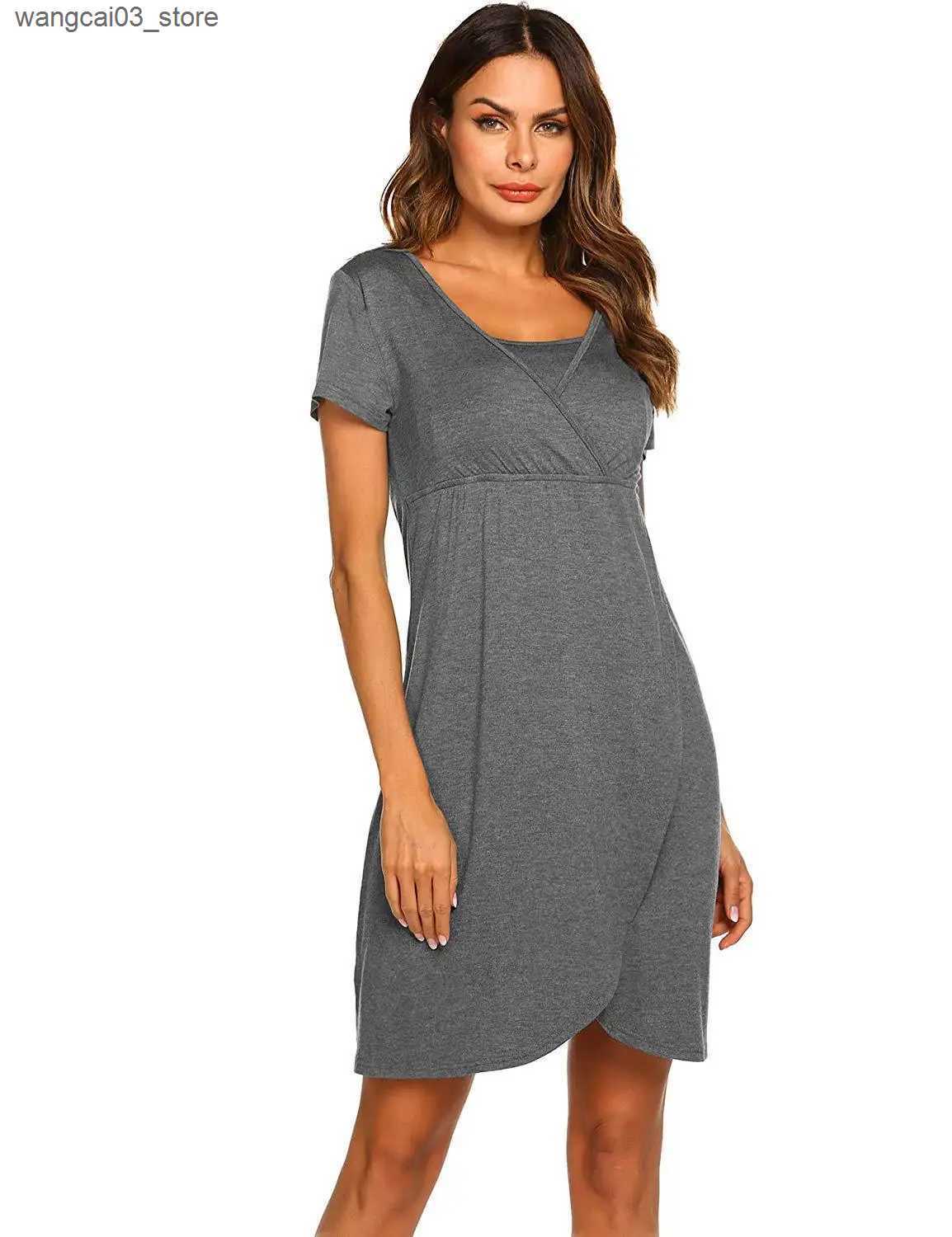 Maternity Dresses Maternity Short Sleeve Dress Breastfeeding Clothes Maternity Nursing Clothing Maternity Pajamas L240910