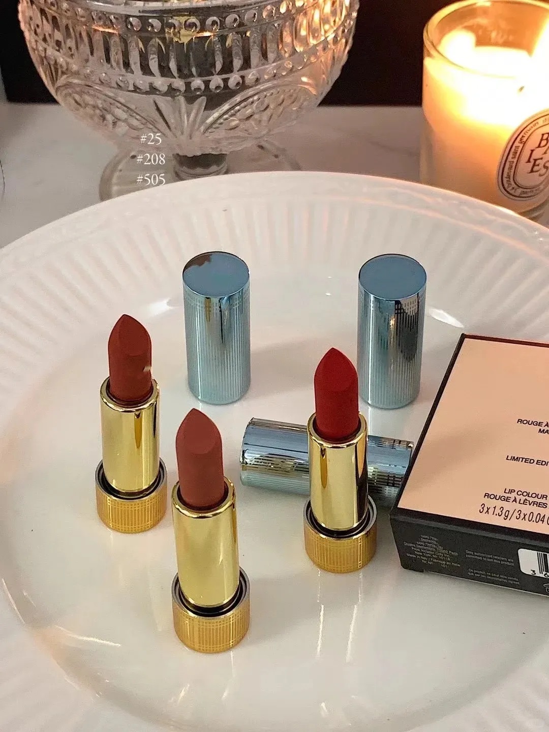3Pcs Set Lipsticks Makeup 1.3G Matte Lipstick Collection Gift Box Long Lasting Waterproof Lipgloss Lip Balm Colour Stick 3Piece Lipstick Kit Cosmetics