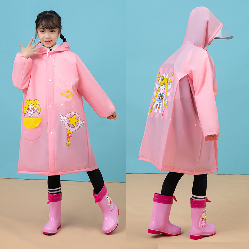 Folding children's hooded raincoat for easy travel