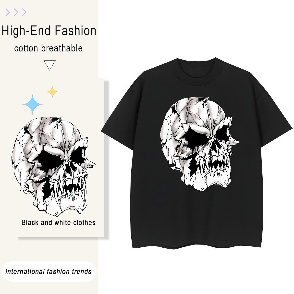 Fashion New Woman T Shirts 230g Pure Cotton Breathable Crew Neck Casual skull Woman Tshirt Designer Nice Custom Print Oversized Top Shirts