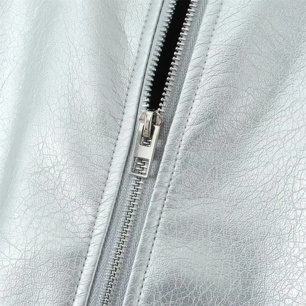 ZAR Spring/Summer Womens Clothing American Retro Silver n Baseball Set Womens Short Pilot Jacket Top 241011