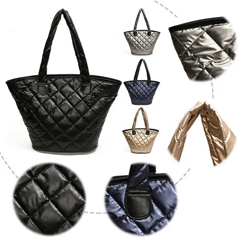 Puffer Tote Bag for Ladies with Inner Pocket Shoulder Solid Handbags Work Shopping Travel 241011