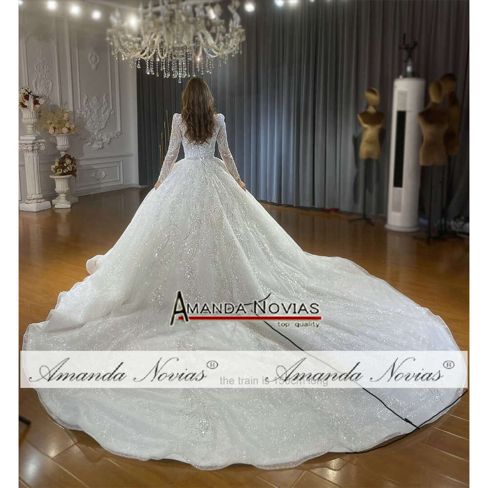 Lace Appliques Glitter Wedding Dress