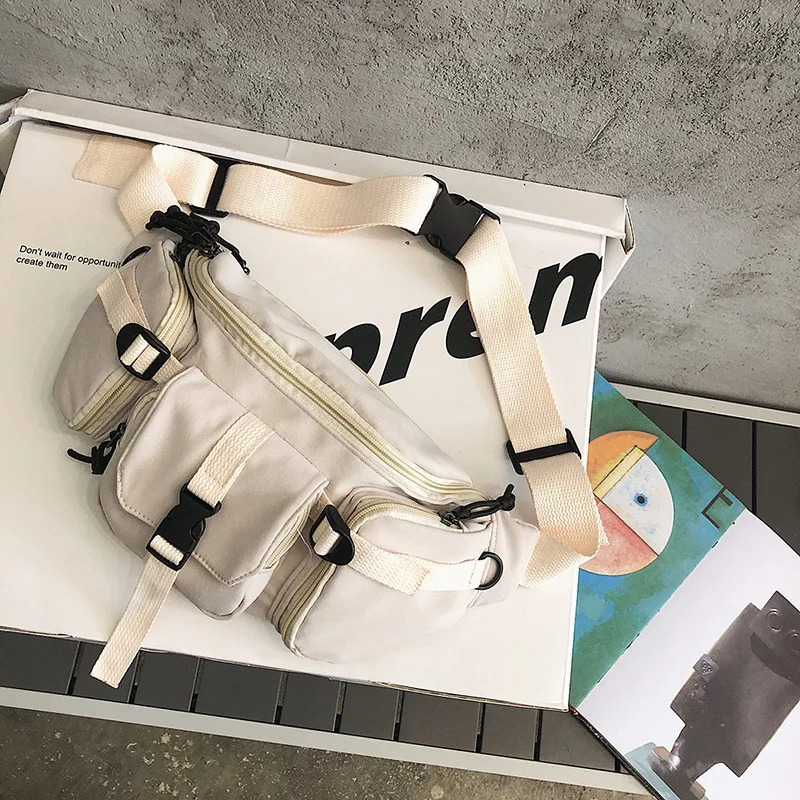 Neutral waist bag large capacity waterproof Fanny bag chest bag street style hip-hop banana bag outdoor travel waist bag 241008