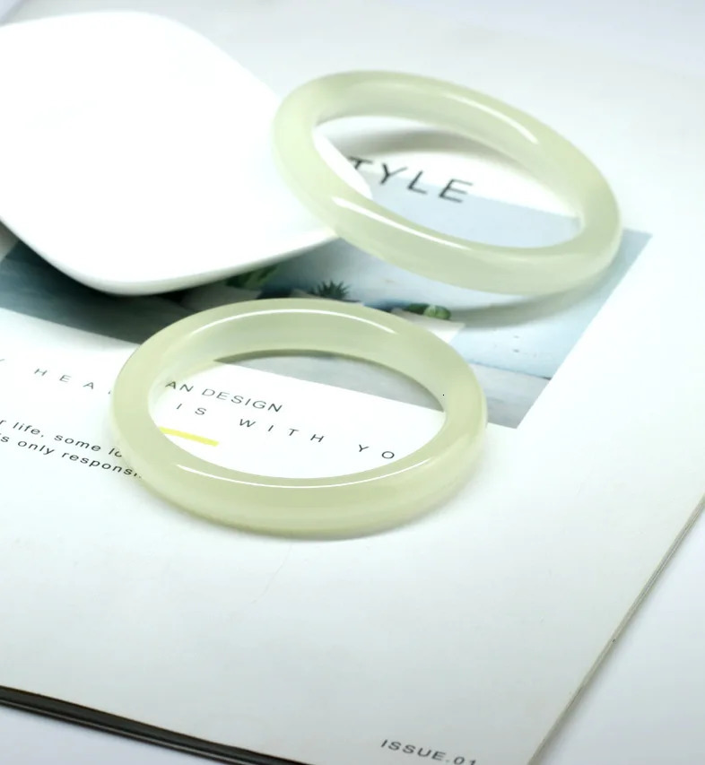 Ethnic style bracelet brings energy stone prayer peace jewelry classic blue and white jade bracelet round bar 241007