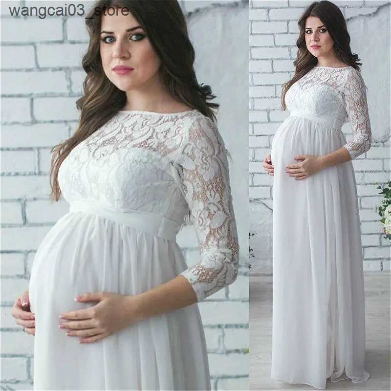 Maternity Dresses Women Pregnant Maternity Dress 2021 Pregnancy Clothes Long Sleeve Lace Party Maxi Dress Maternity Clothes for Photography Props L240