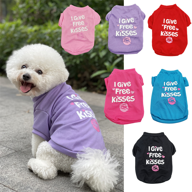 Small Dogs Soft Breathable Puppy Kitten Dog Shirts with Letters for Pet Dogs Cats Summer Dog T-Shirts Apparel Sleeveless Vests