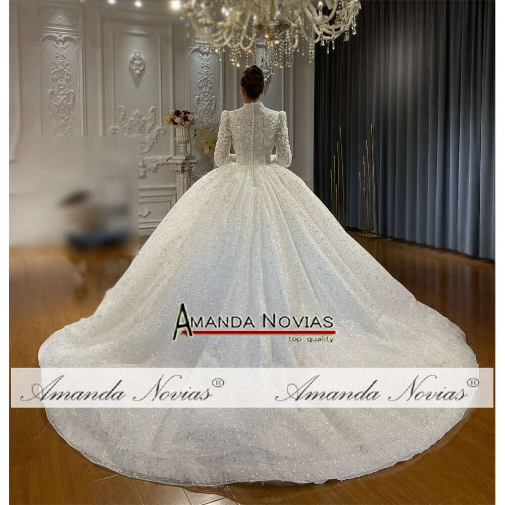 Muslim Full ing Lace High Neck Wedding Dress
