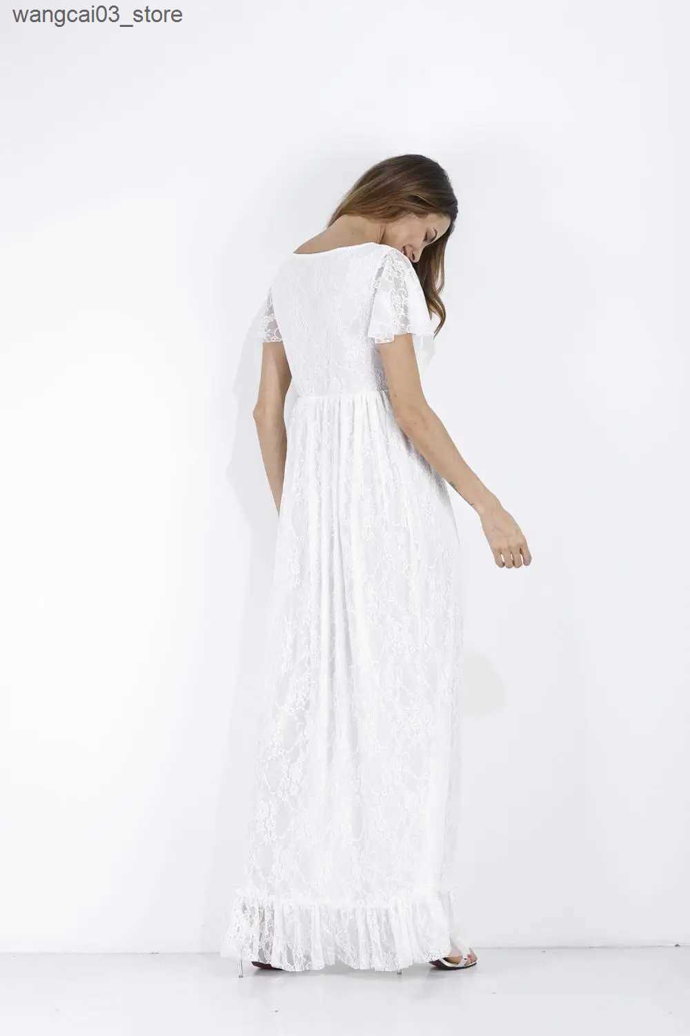 Maternity Dresses 2024 Plus Size Maternity Dresses For Photo Shoot Fashion Lace Maxi Maternity Gown Dress Women Pregnancy Clothes Photography Prop L24