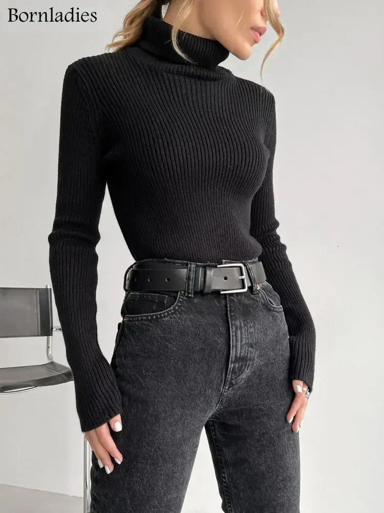Bornladies Basic Turtleneck Women Sweaters Autumn Winter Tops Slim Women Pullover Knitted Sweater Jumper Soft Warm Pull 241011