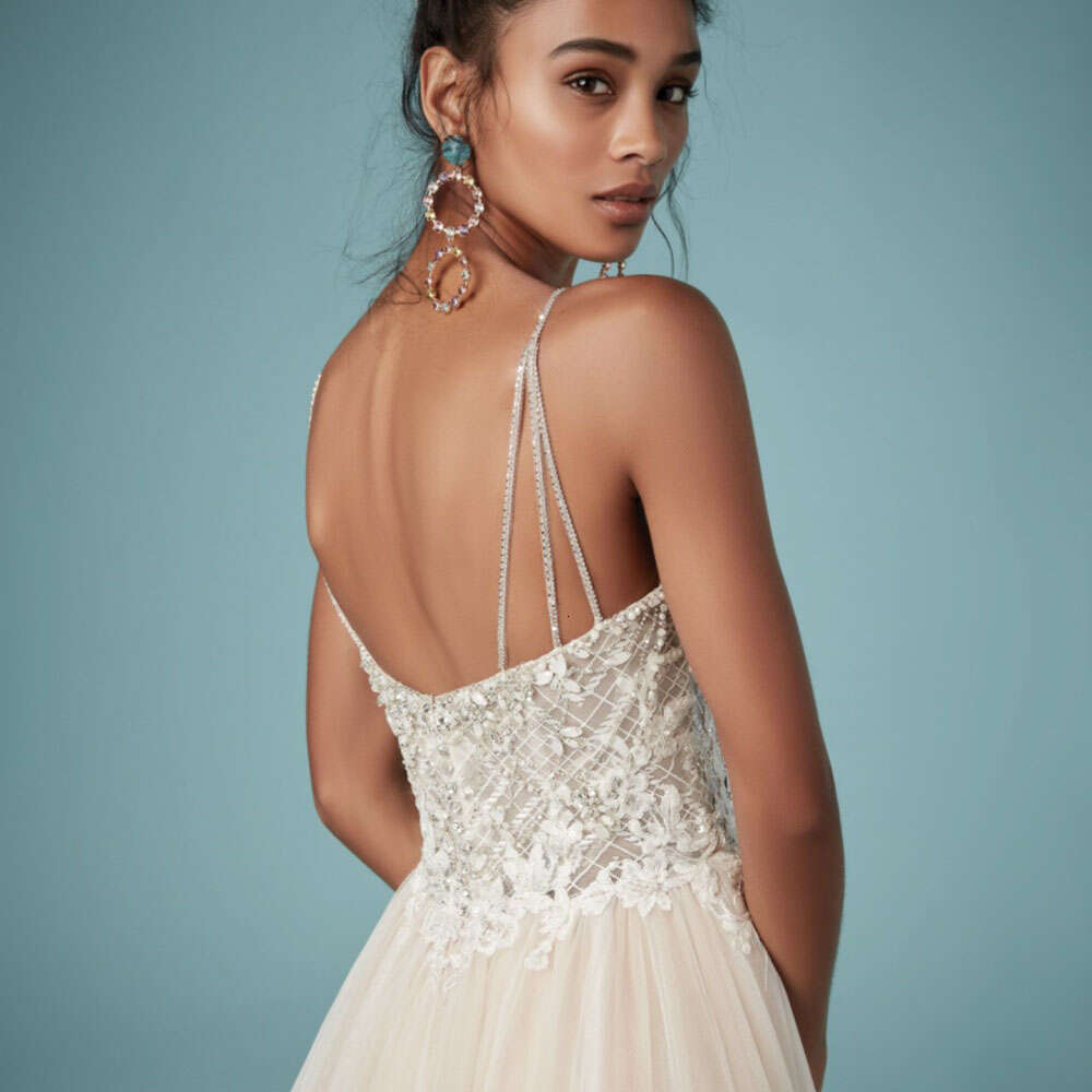 Sexy A e Bridal Gowns 2024 V-neck Sleeceless Wedding Dress Hammock Backless Custom Made High Quality Princess Bride Dresses
