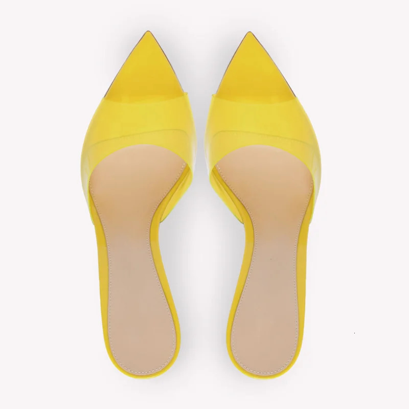 Summer Womens High-heeled Sandals Transparent High-heeled Slippers Stiletto Pointed Toe Slip-on High-heeled Sandals 241010