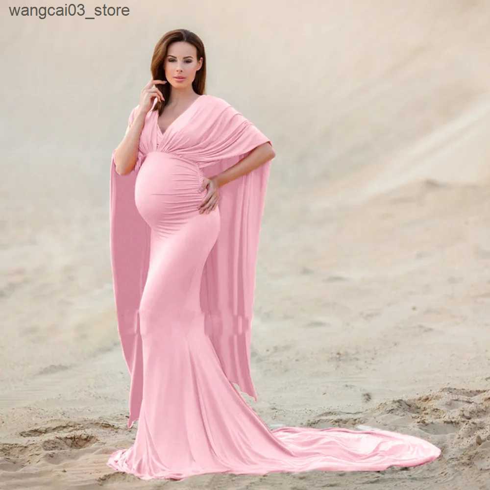 Maternity Dresses European beauty mercerized cotton with chiffon pregnant women fluttering tail dress long dress photography dress Christmas dress L24