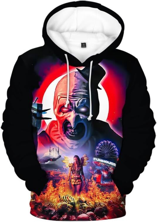 Hoodie for Mens Womens Clown Print Hoodies Men Women 3D Printed Graphic Novelty Hoodies Unisex Long Sleeve Pullover Graphic
