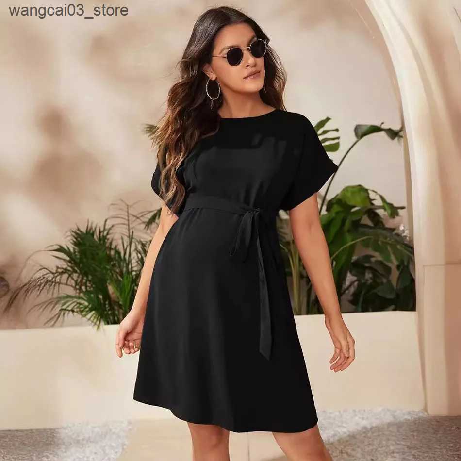 Maternity Dresses Casual and Comfortable Maternity Dress for Pregnant Women with a Tied Waist Modern and Stylish Expectant Mother Clothing L240910