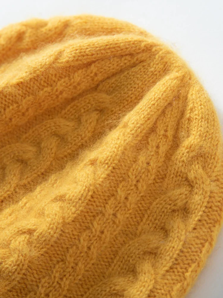 Childrens Cashmere Cable Knitted Beanies Boys Hat Wool Girls Casual Year Christmas Soft Winter Warm Hair Children 241009