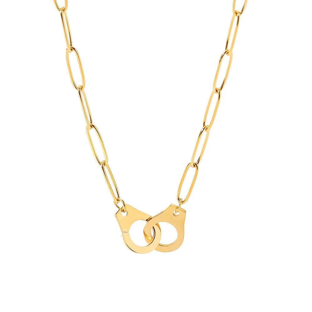 18k gold-plated hip-hop style necklace personalized pendant stainless steel universal jewelry 240929