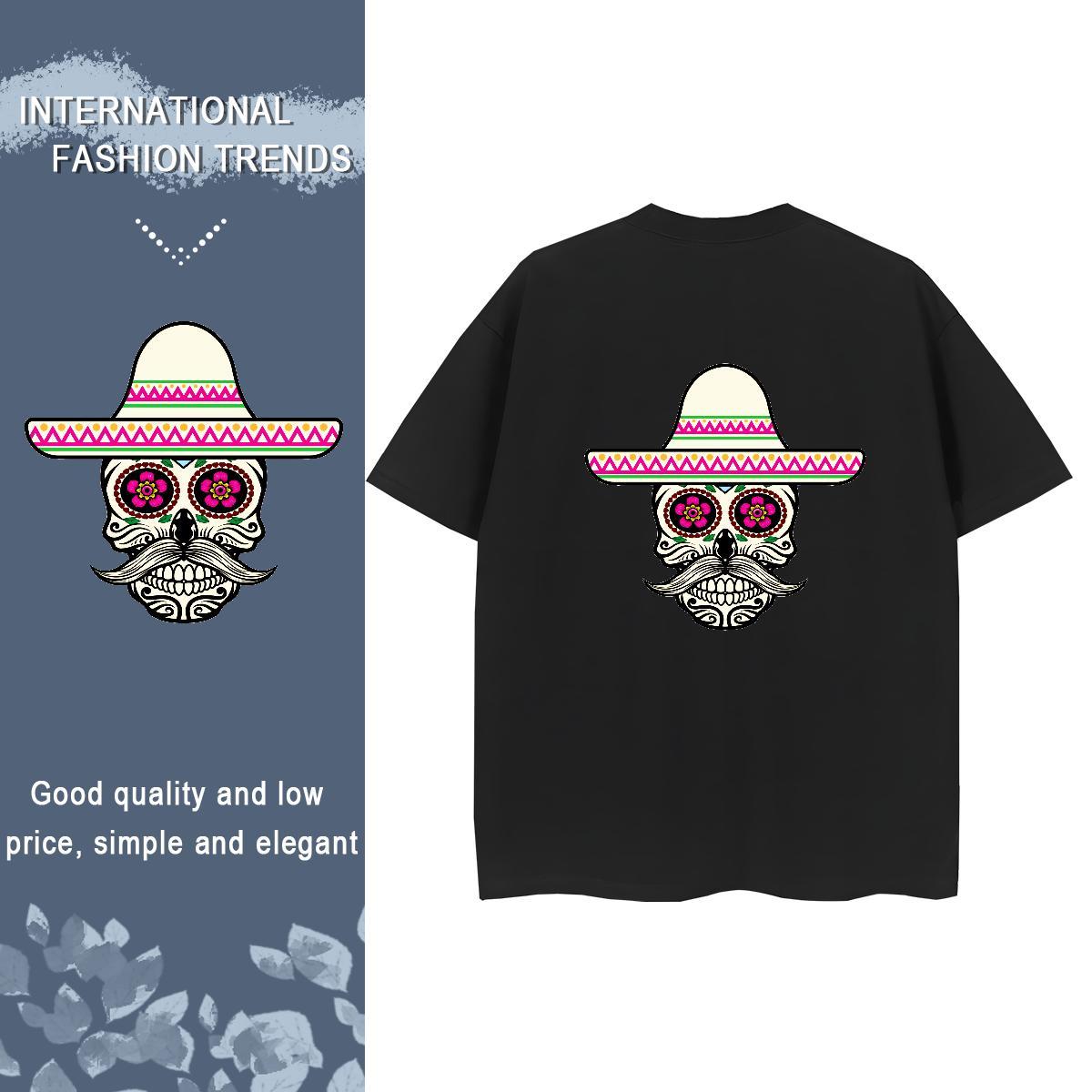 Designer T Shirt For Woman 230g 100% Cotton O Neck Short Sleeves Beach skull Unisex Tshirts Loose Floral Print Tops