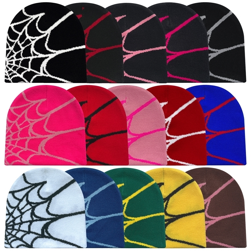 Four Seasons Mens And Womens Universal Y2K Knit Hat Spider Web Riding Outdoor Sports Fashion y240906