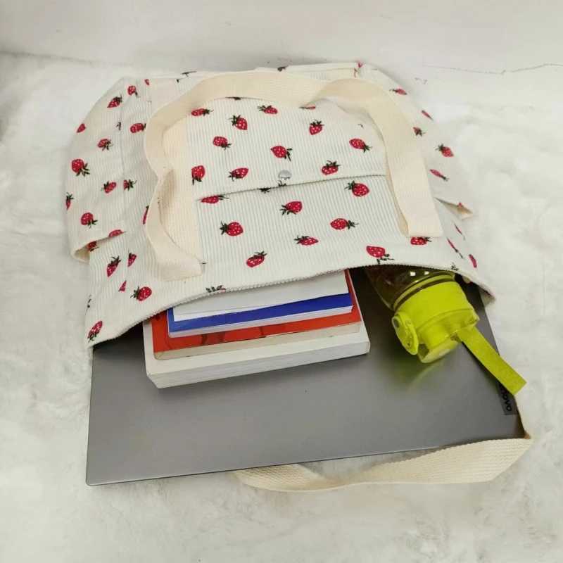 Corduroy handbag Minimalist Underarm womens large capacity casual shoulder bag student classroom notebook bag Y241011