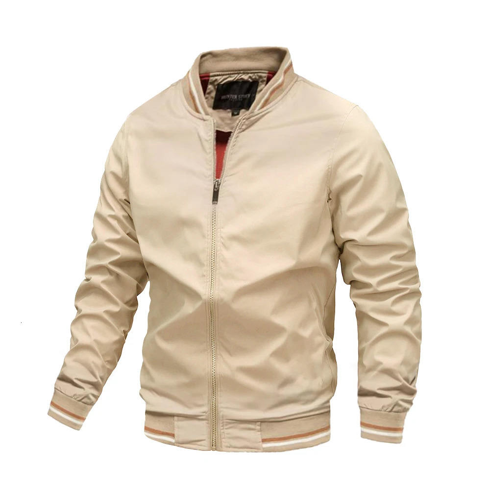 Spring and autumn bomber jacket mens casual windproof jacket mens high-quality jacket zipper collar military jacket mens 241007