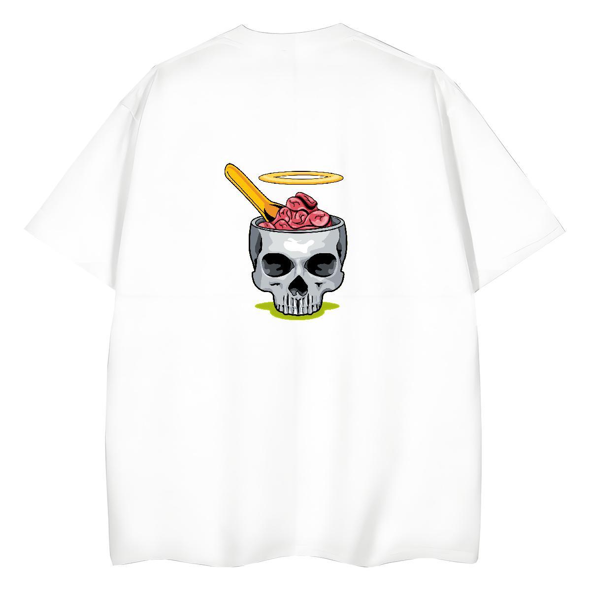 Fashion Women T Shirts 230g Pure Cotton Breathable Short Sleeve Street skull Tshirt for Man Woman Designer Nice Cartoon Floral Printing Top Tees