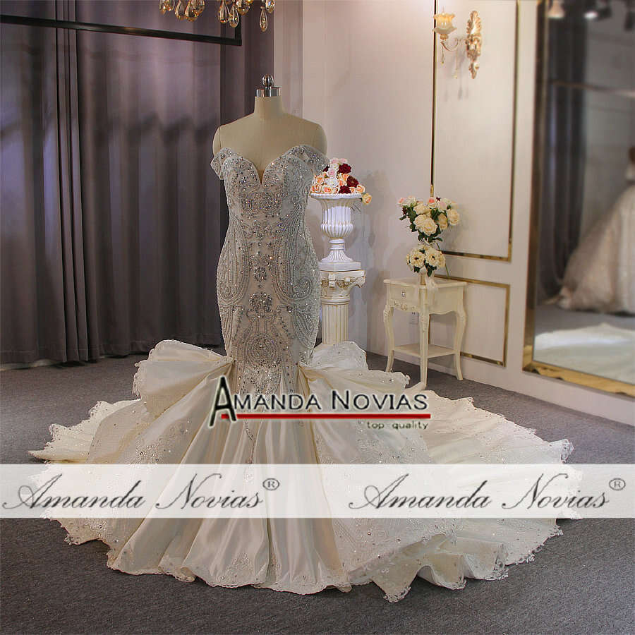 New Style Beaded Mermaid Wedding Dresses with detachable train