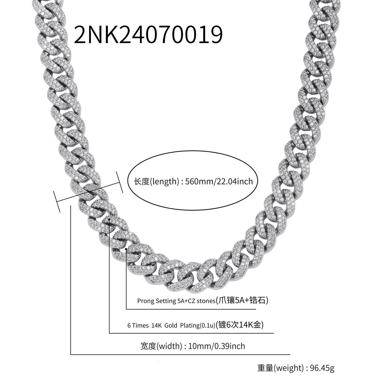 10MM Iced Out 18k Gold Cz Stone Cuban Link Chain Bracelet Necklace Choker Cubic Zirconiai Curb Chain Hip Hop Mens And Womens Miami Street Rapper Jewel