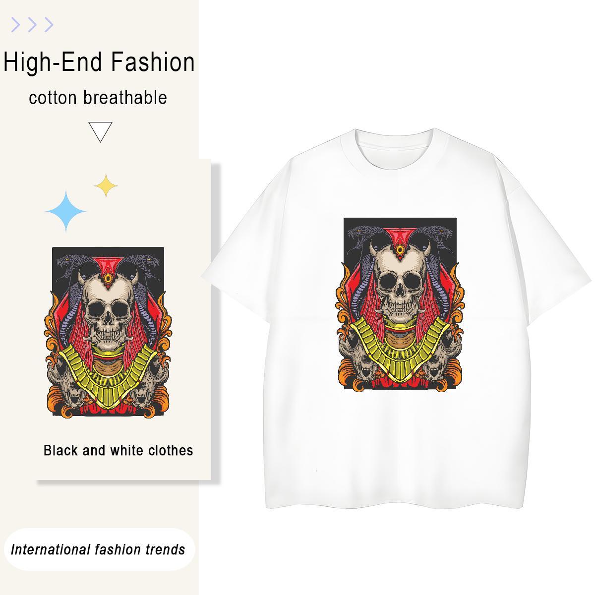 New Arrival Womens T Shirts 230g 100% Cotton Breathable Soft Casual Sport skull Tshirt for Man Woman High quality Cartoon Print Wear