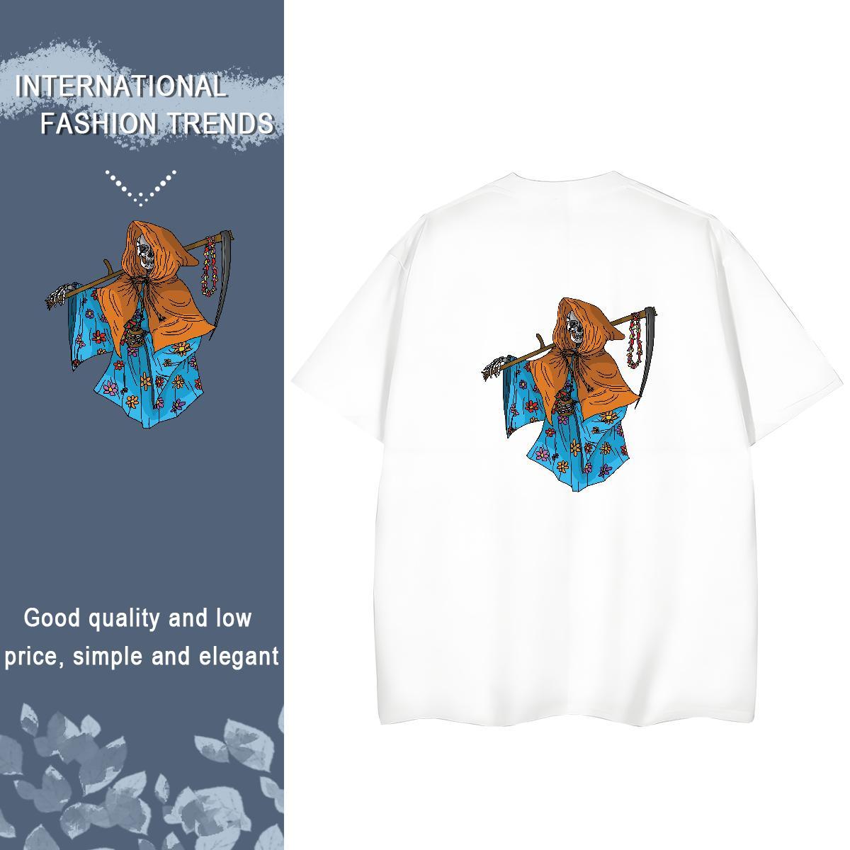 Designer T-Shirts 230g 100% Cotton Crew Neck Casual skull Women Tshirts 5A Custom Cartoon Tees