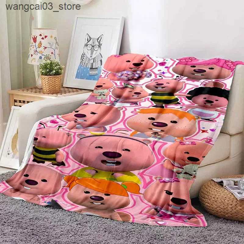 Blankets Swaddling Cartoon Loopy Pattern Throw Blanket Light Weight Blanket for Living Room Bedroom Kidsroom Warm Blanket Christmas Gift L240910