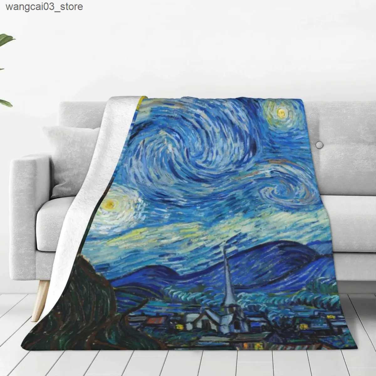 Blankets Swaddling Vincent Van Gogh Blanket Sunflower Famous Drawing Fleece Sleep Blanket Super Soft Fashion Bedspread for Living Room Sofa Couch L240