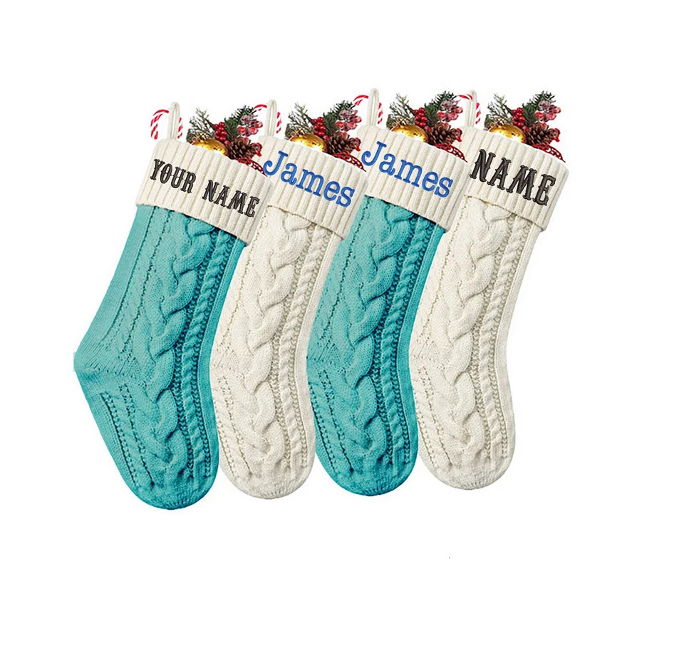 Personalized Christmas Stockings Custom Embroidered Christmas Stocking Monogram Stocking Christmas Gifts Knit Christmas Stocking 241011