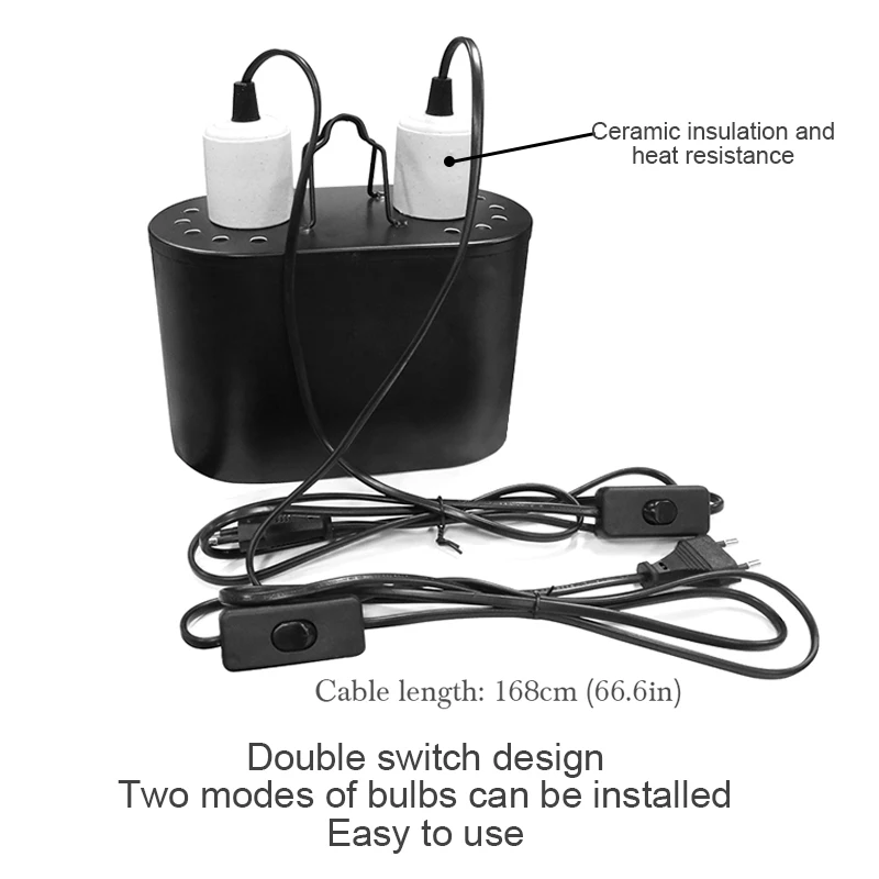 Reptile Light Fixture for Reptile Dome Uvb Light Fixture Dual Lamp Cap Combo Integration Design Heat Lighting Lamp Kit