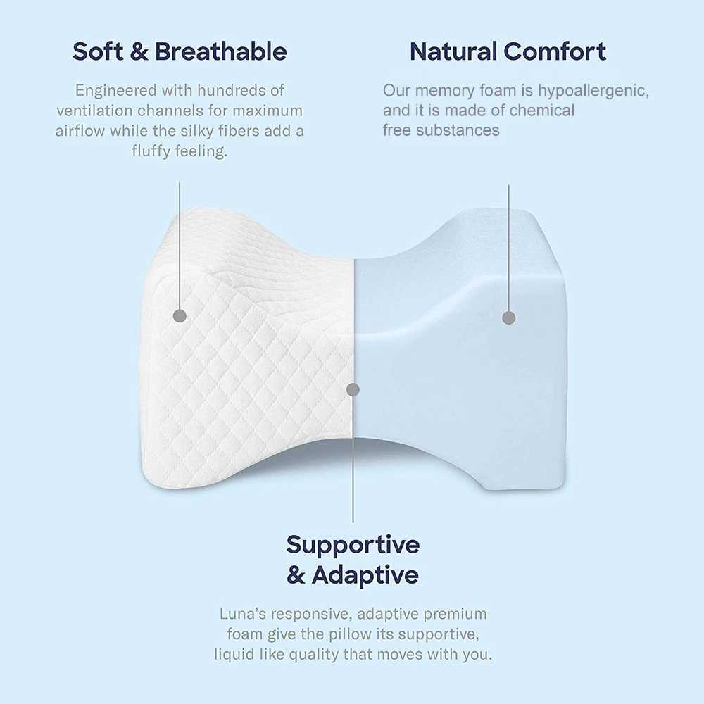 Knee pillow for side sleeping memory foam wedge outline leg pillow for sleeping cushion pad for spine alignment backache W240819