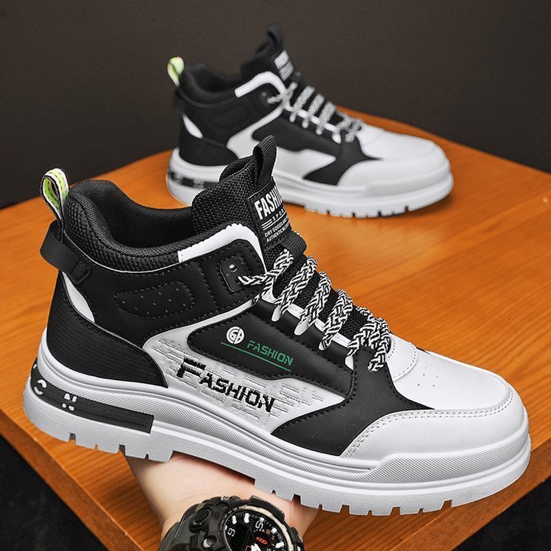 Fashionable trendy men's shoes, new Martin thick sole, height increasing, student anti slip, lightweight, versatile, sports and leisure high top 