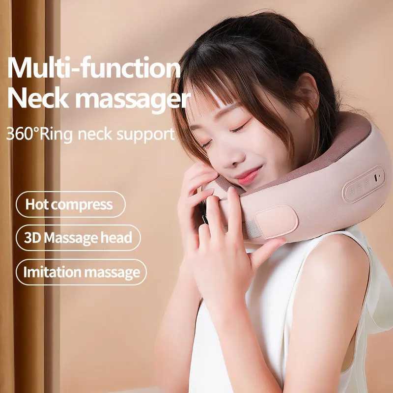 Electric heated neck massager U-shaped pillow multifunctional portable Cervical massager outdoor car relaxation massage W240819