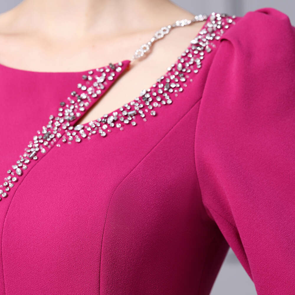 2024 new autumn heavy industry nail bead design feeling slim fit and slimming bag skirt dress high-end goddess style dress