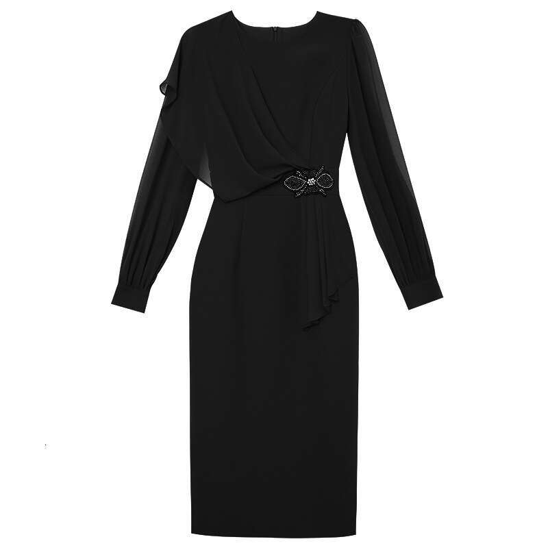 2024 new autumn dress with goddess like temperament a sense of luxury. Red nail bead wrapped hip and waist cinching skirt