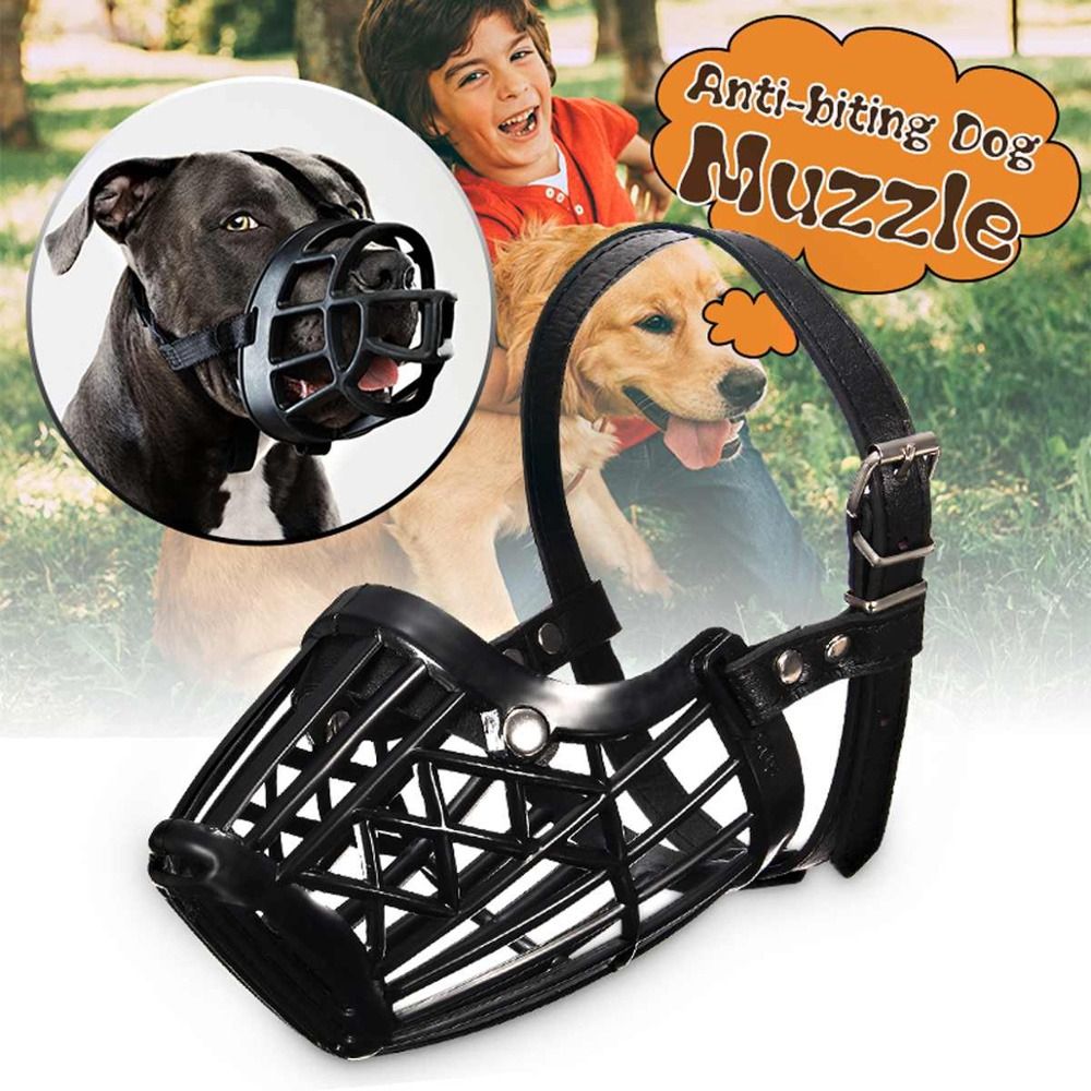 Soft Plastic and Leather Strong Dog Muzzle Basket Design Anti-biting Adjusting Straps Mask Dog Muzzle for Small Medium Large Dog