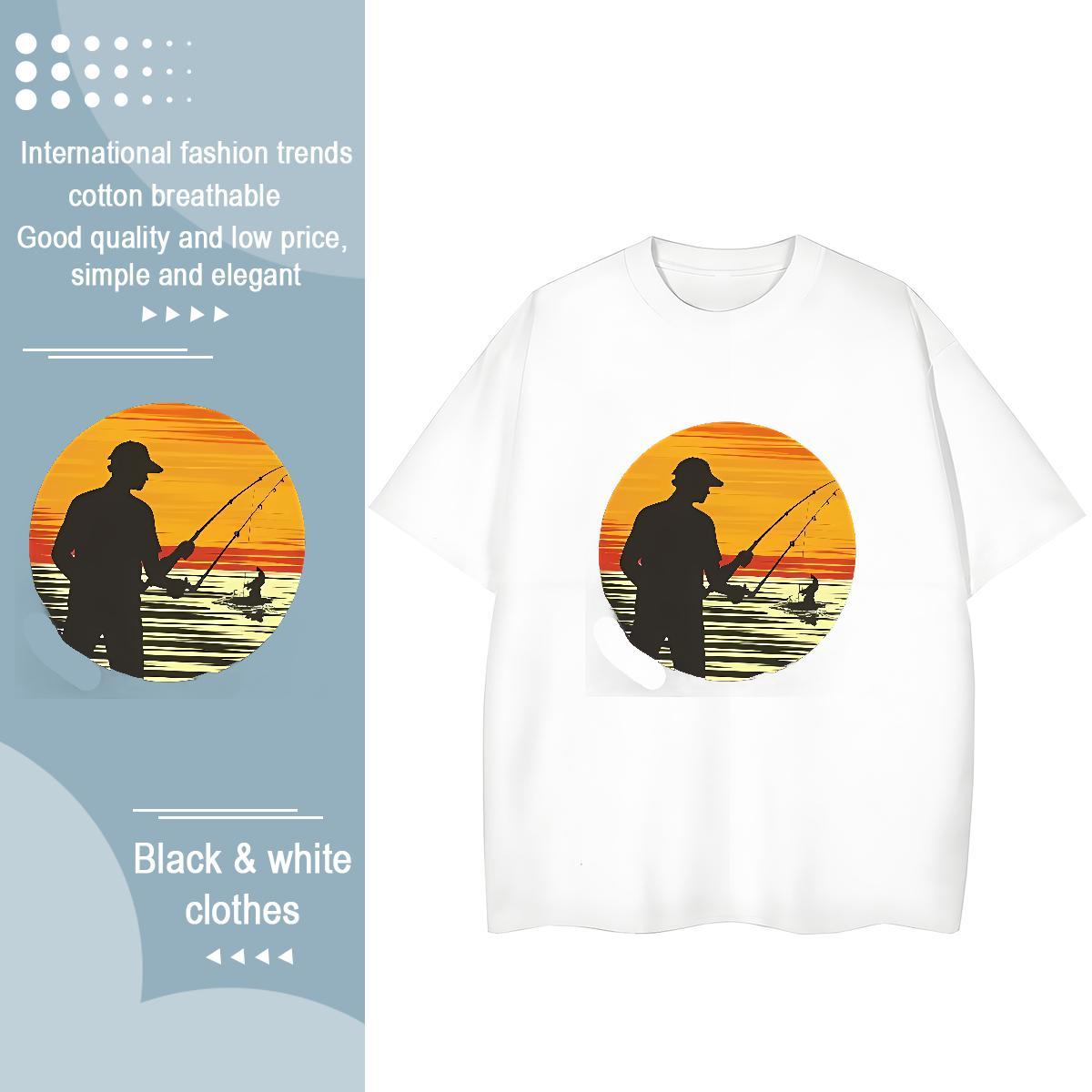 2024 DIY T Shirts Women 230g 100% Cotton Comfortable Outdoor person Couples T Shirts Soft Anime Print Tops Tees